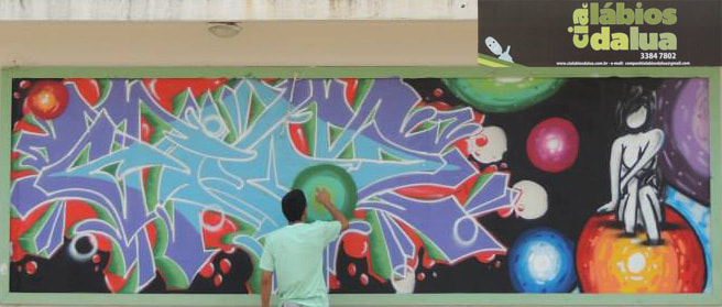 Criação de arte urbana colorida